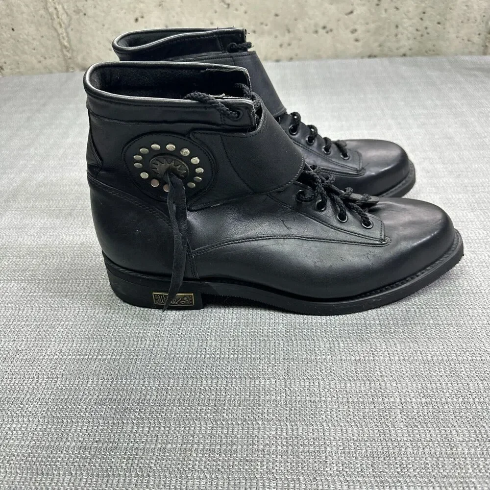 Harley Davidson Boots 10.5 D‎ Willie G Western Black Leather Biker Moto Grunge *